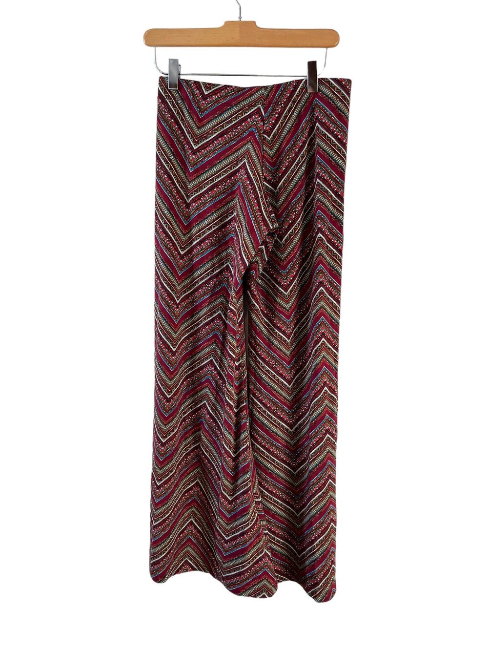 Veronica M Colorful Flared Palazzo Hippie Pants Red Boho Print S